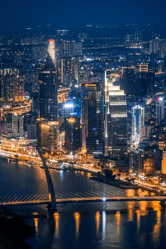 ho chi minh city aerial skyline night