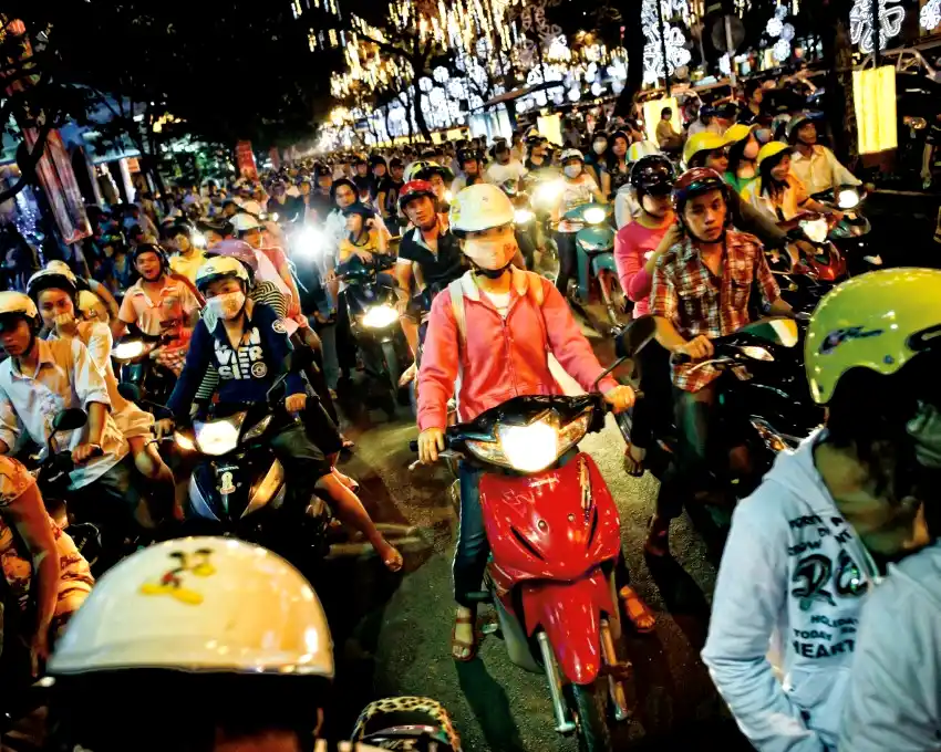 ho chi minh city motorbike traffic jam