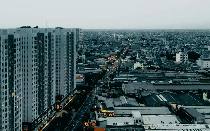 ho chi minh city urban density dusk