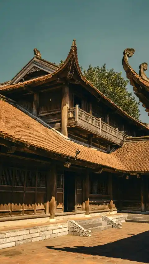 ninh binh traditional buddhist temple roof