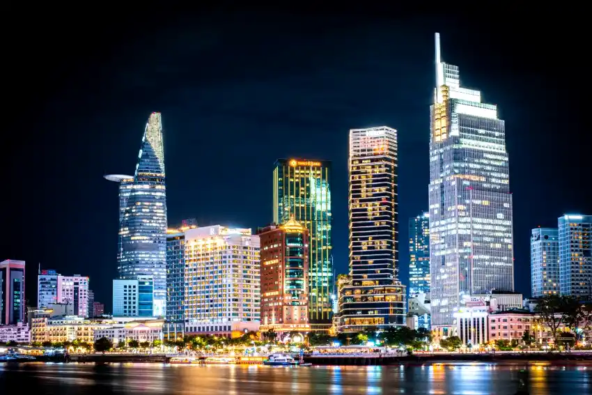 saigon river night skyline district 1