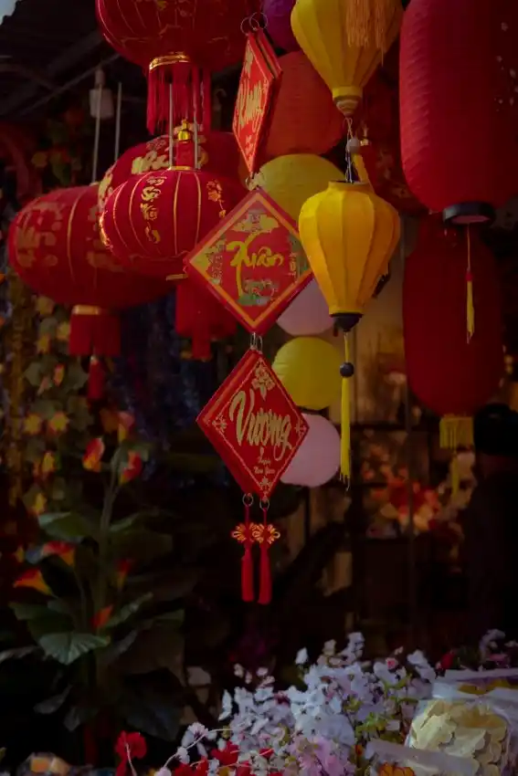 vietnamese tet decorations hang ma street