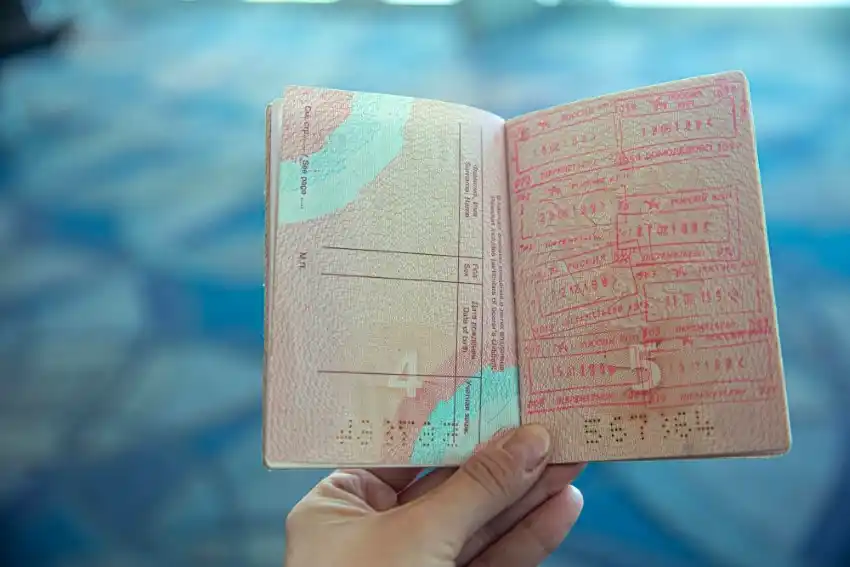 vintage international passport border control stamps